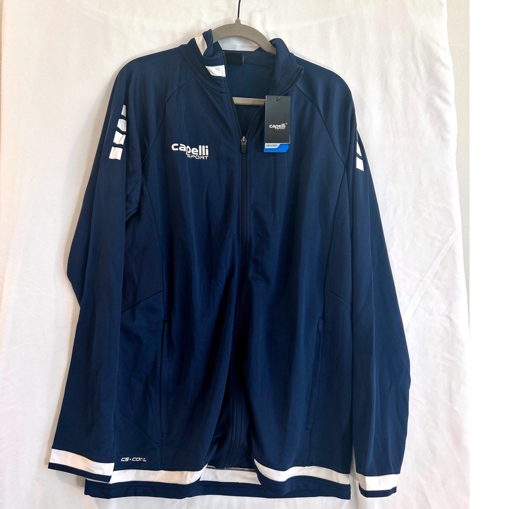 Capelli Sport Mens XL Navy Blue CS-Cool Full Zip Track Jacket Soccer Training